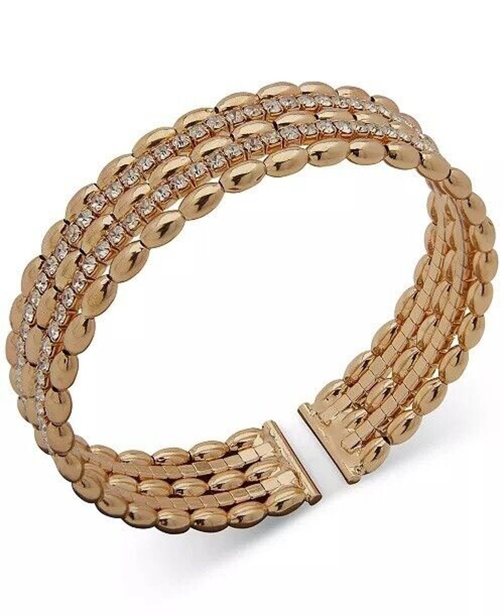 Anne Klein Gold Tone Bracelet Crystal Cuff Style Fashion Chic Elegant Shiny NEW